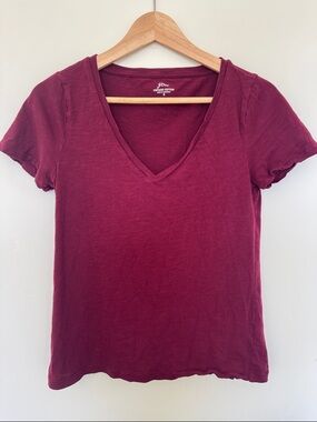 J. Crew V-Neck Short Sleeve Tee - Wine